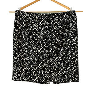 Talbots Woman Sz 16W Pencil Skirt 24.5"L Black & White Dot Print Career Chic
